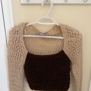 Zara Brown and Tan Knit Sweater